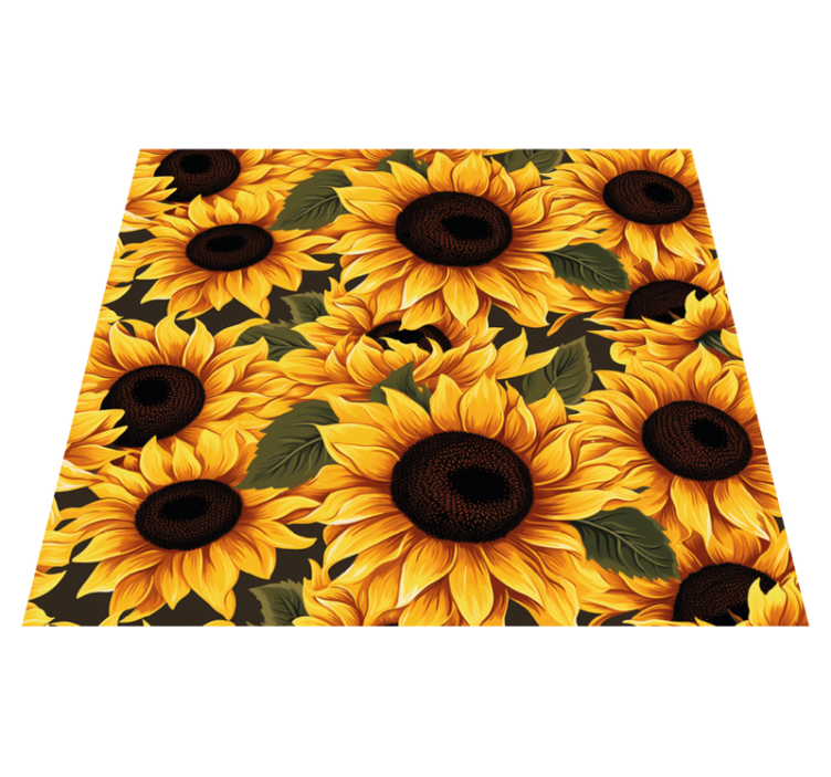 Vintage sunflower design yellow vinyl rug - TenStickers