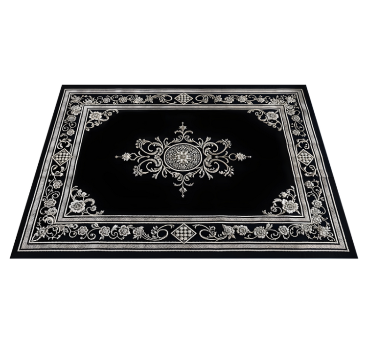 Black vinyl rug with timeless oriental pattern - TenStickers