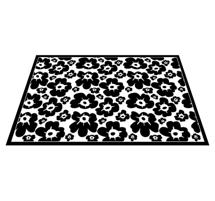 Floral vinyl rug black poppy - TenStickers