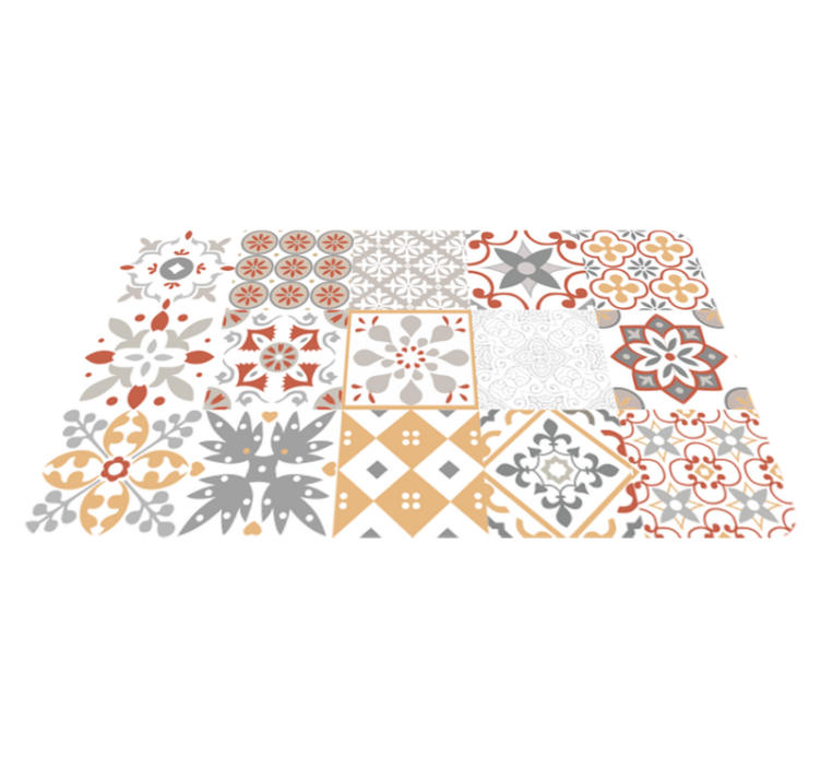 Orange mosaic kitchen vinyl rug - TenStickers