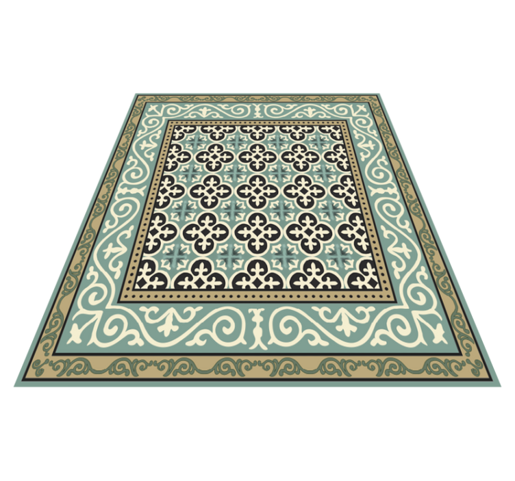 Ornate Encaustic Border dining room vinyl rug - TenStickers