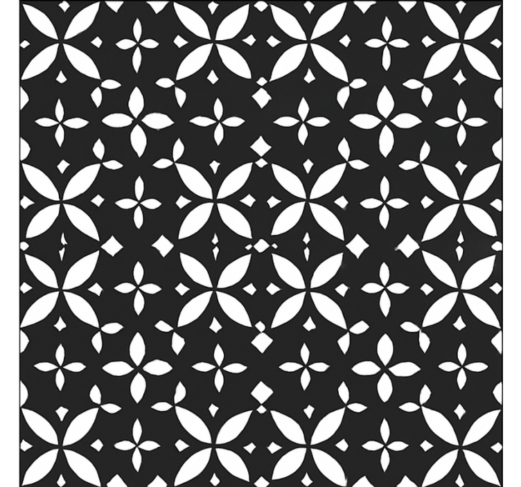 Black Floral Geometric dining room vinyl rug - TenStickers