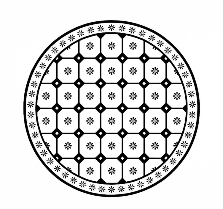 Black-and-White Tile Pattern dining room vinyl rug - TenStickers