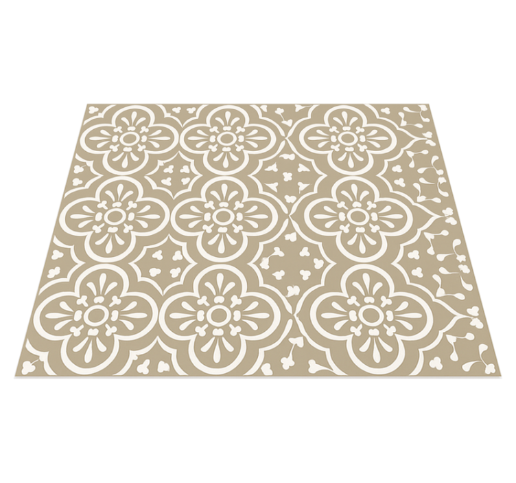 Monochromatic Encaustic Border dining room vinyl rug - TenStickers