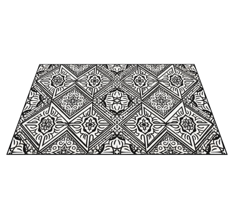 Kitchen vinyl rug bold contrast kaleidoscope design - TenStickers