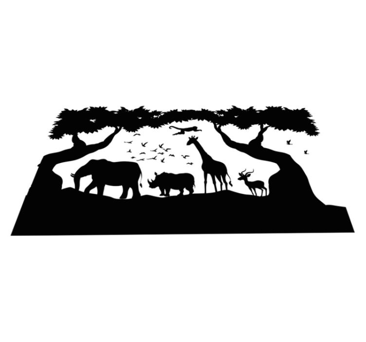 Black and white savannah animal vinyl rug - TenStickers