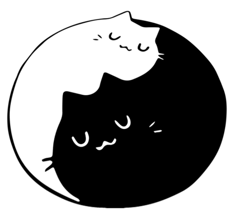 Animal vinyl rug yin yang cats - TenStickers