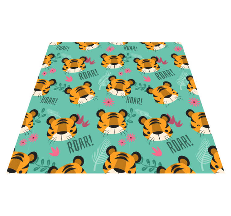 Animal vinyl rug featuring roaring baby tigers - TenStickers