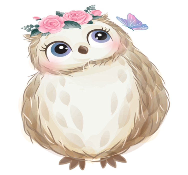 Animal vinyl rug with baby owl and flowers - TenStickers