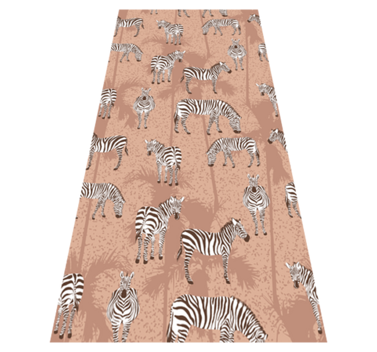 Zebra and palms brown animal vinyl rug - TenStickers