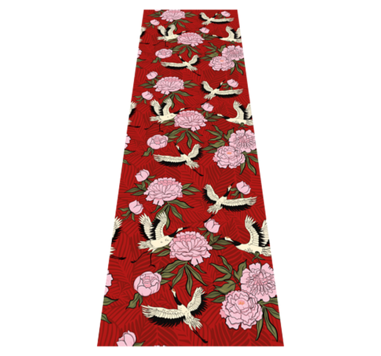 Animal vinyl rug with white birds on red pattern - TenStickers