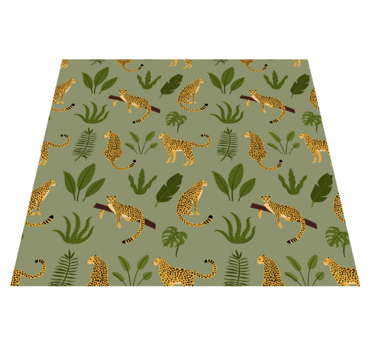 Animal vinyl rug floral jungle leopard pattern - TenStickers