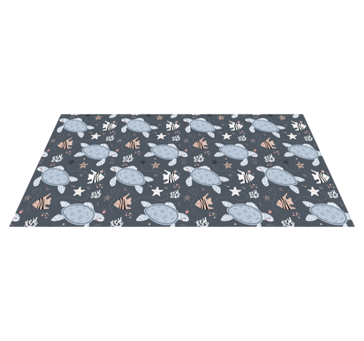 Whimsical turtle motif animal vinyl rug - TenStickers