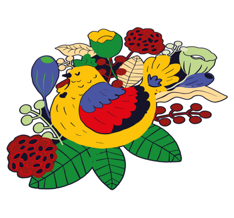 Animal vinyl rug colorful bird floral design - TenStickers