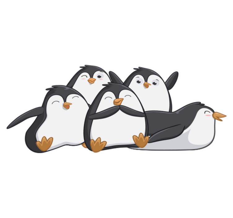 Happy penguin family animal vinyl rug - TenStickers