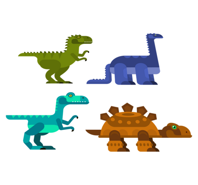 Animal vinyl rug colorful moving dinosaurs - TenStickers