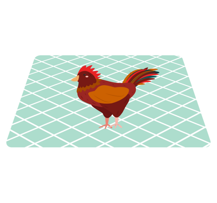 Animal vinyl rug red rooster side view - TenStickers