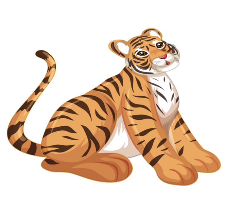 Animal vinyl rug playful tiger cub - TenStickers