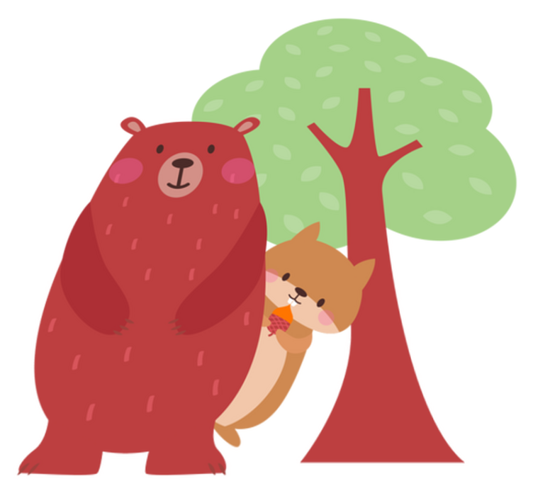Animal vinyl rug squirrel and bear friendship - TenStickers