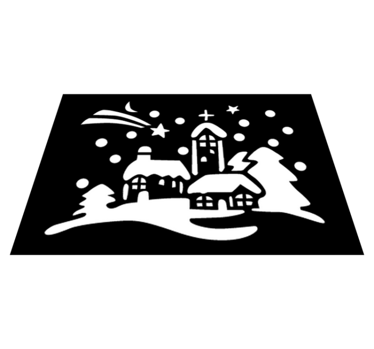 Christmas vinyl rug black and white village - TenStickers