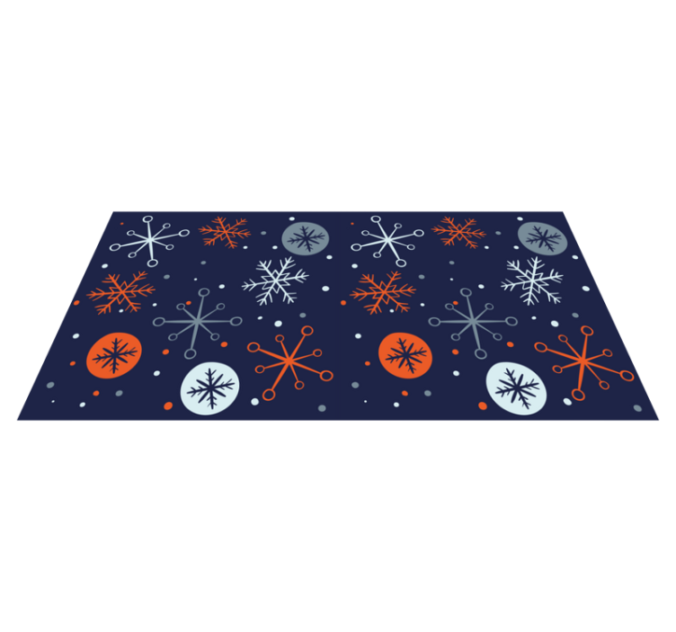 Christmas vinyl rug with blue and orange snowflakes - TenStickers