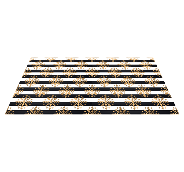 Christmas vinyl rug with golden snowflakes stripes - TenStickers