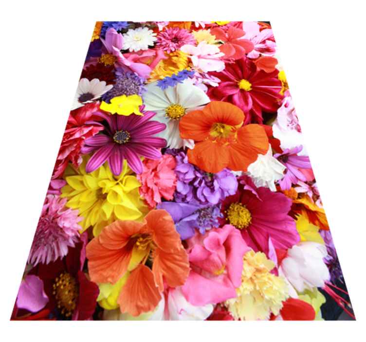 Floral vinyl rug with a bounty of vibrant blooms - TenStickers