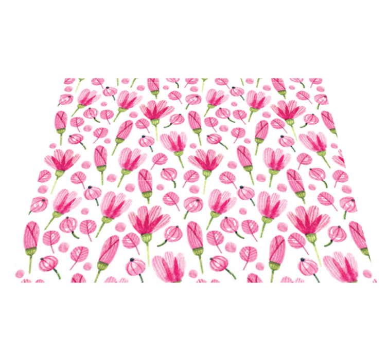 Floral vinyl rug with pink watercolor flowers - TenStickers
