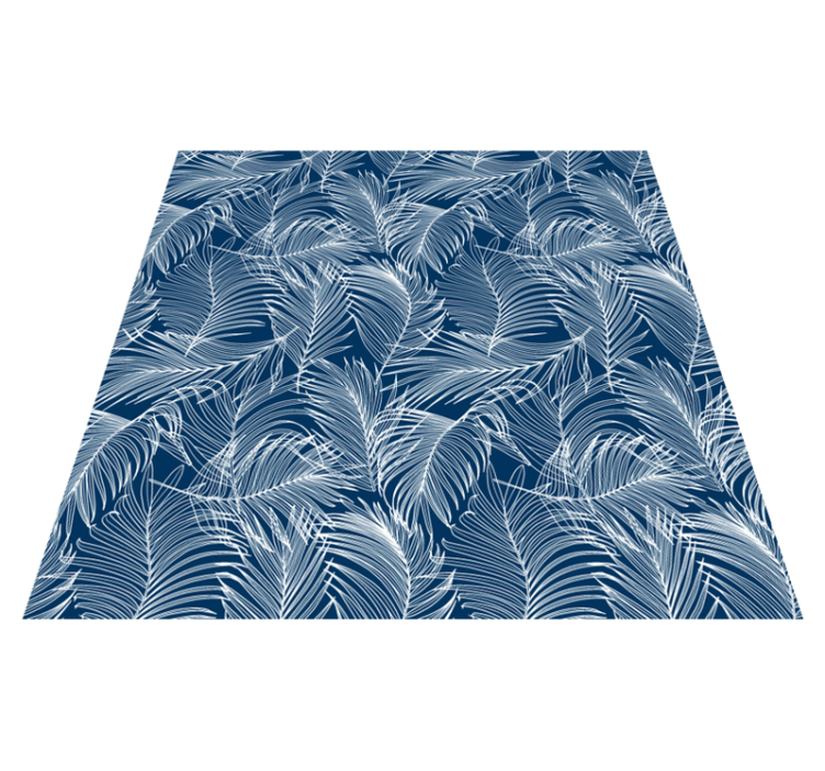 Graceful blue leaves floral vinyl rug - TenStickers
