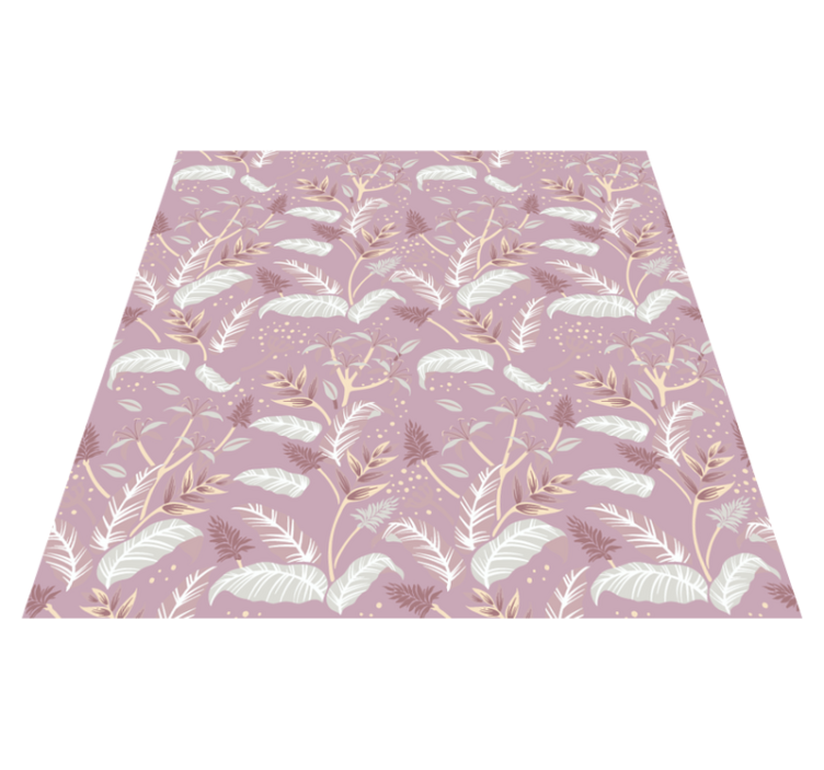 Floral vinyl rug with vintage pink tropical leaves - TenStickers