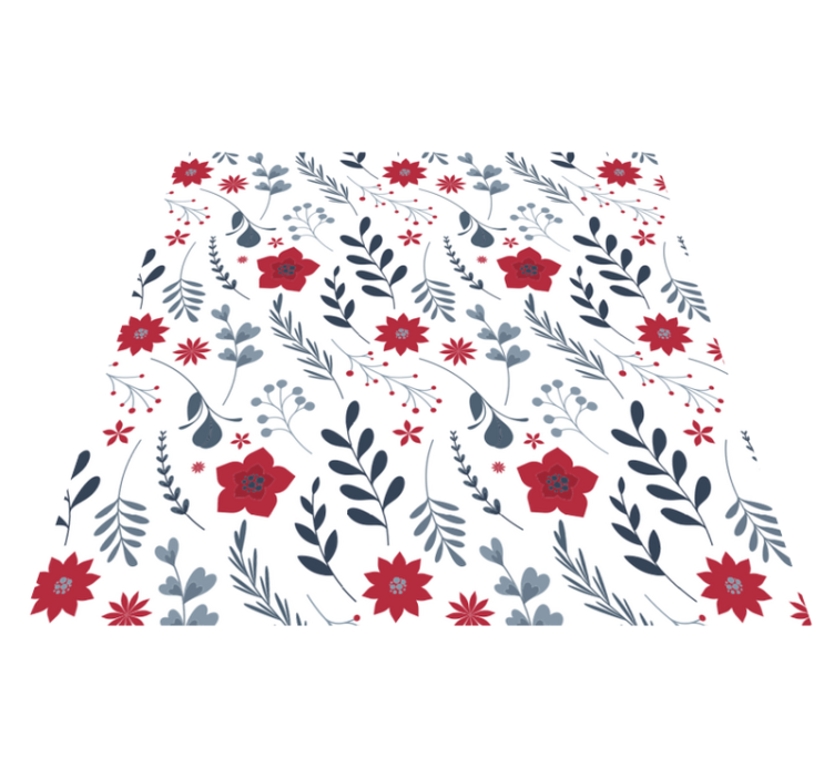 Floral vinyl rug in white and red floral pattern - TenStickers