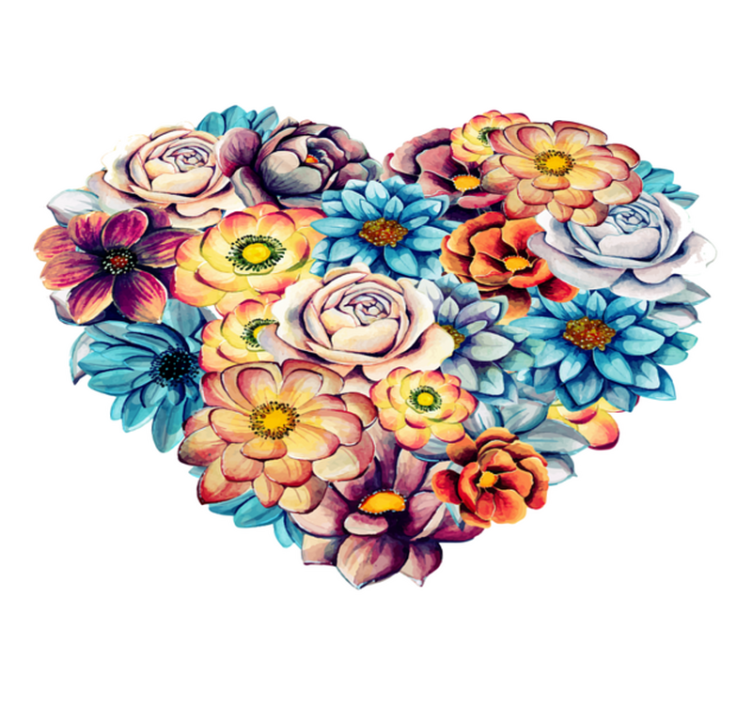 Floral vinyl rug beautiful heart filled with flowers - TenStickers
