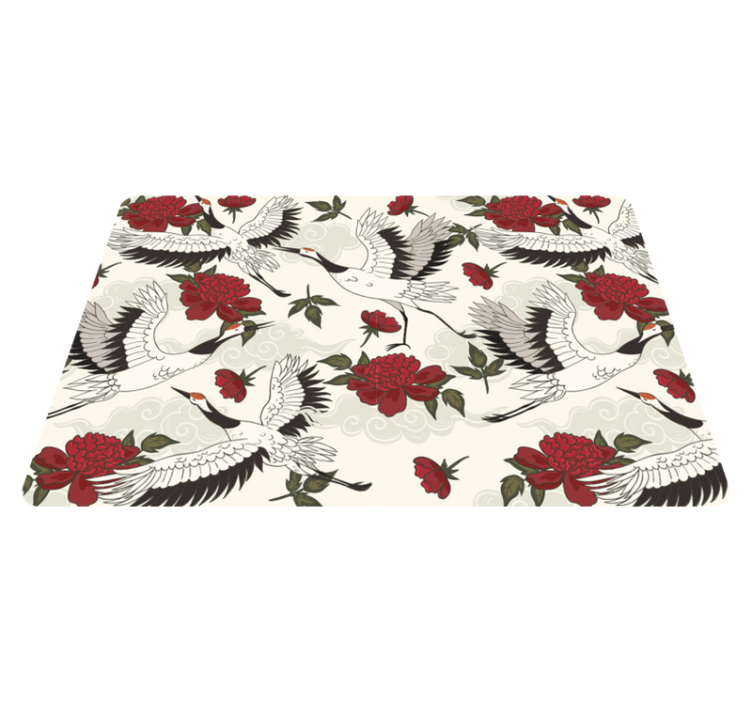 Floral vinyl rug in calming earth tones bird pattern - TenStickers