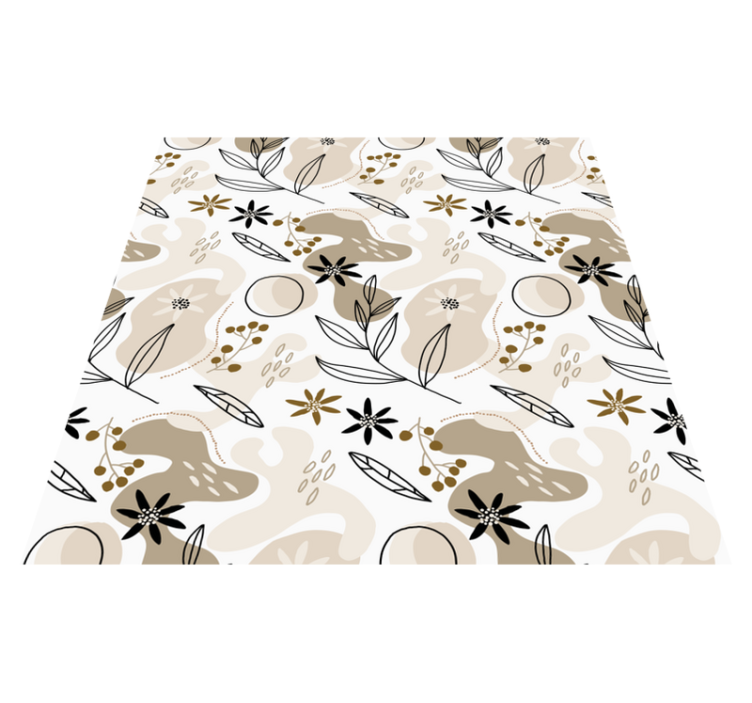 Floral vinyl rug stylish pink and beige leaf pattern - TenStickers