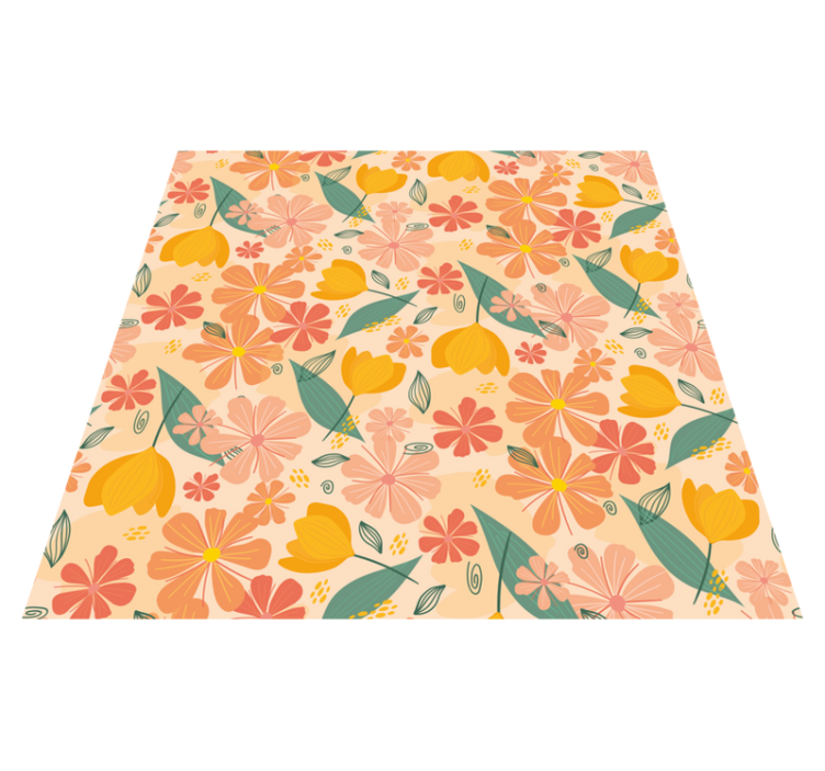 Colorful vintage leaves and flowers floral vinyl rug - TenStickers