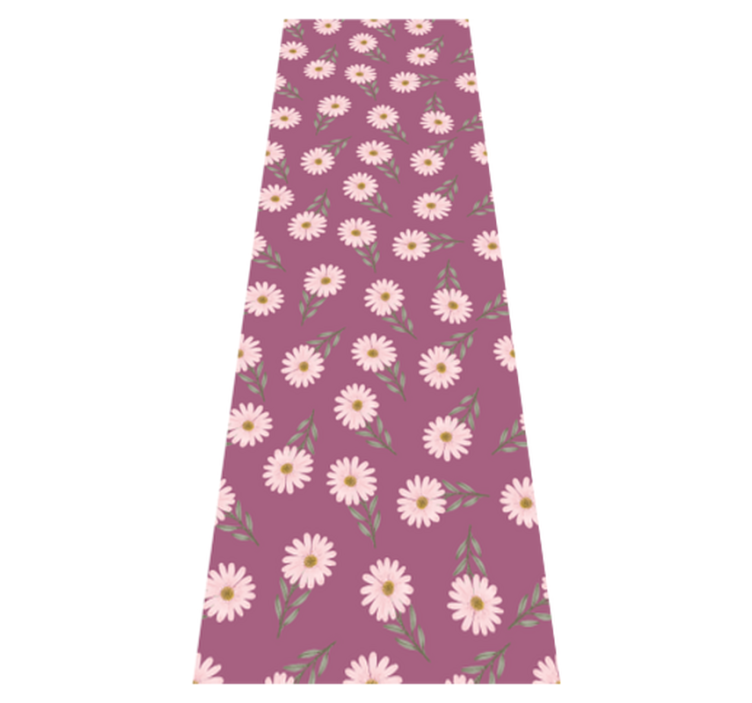 Kitchen vinyl rug with little pink daisy design - TenStickers