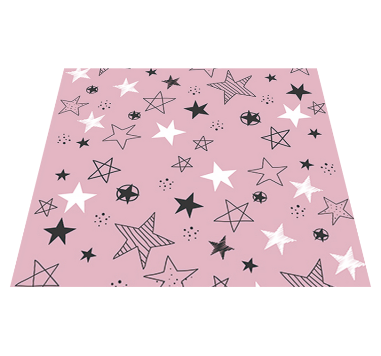Star vinyl rug in pink and black pattern - TenStickers