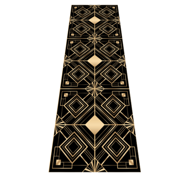 Geometric vinyl rug with modern black and gold pattern - TenStickers