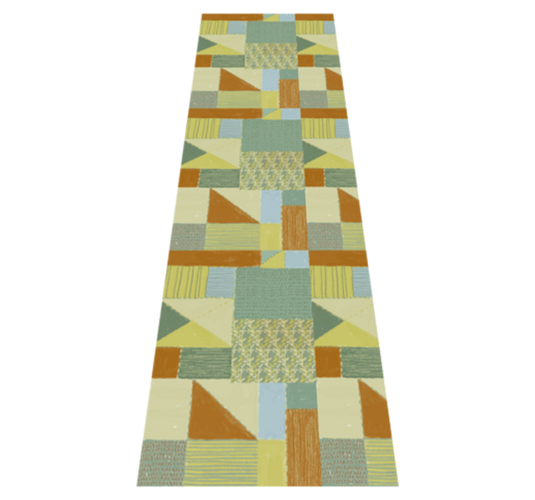 Geometric vinyl rug in colorful triangle patchwork - TenStickers