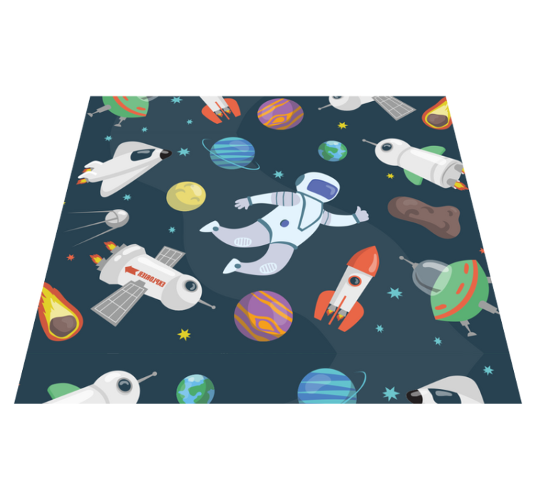 Bedroom vinyl rug featuring space ships design - TenStickers