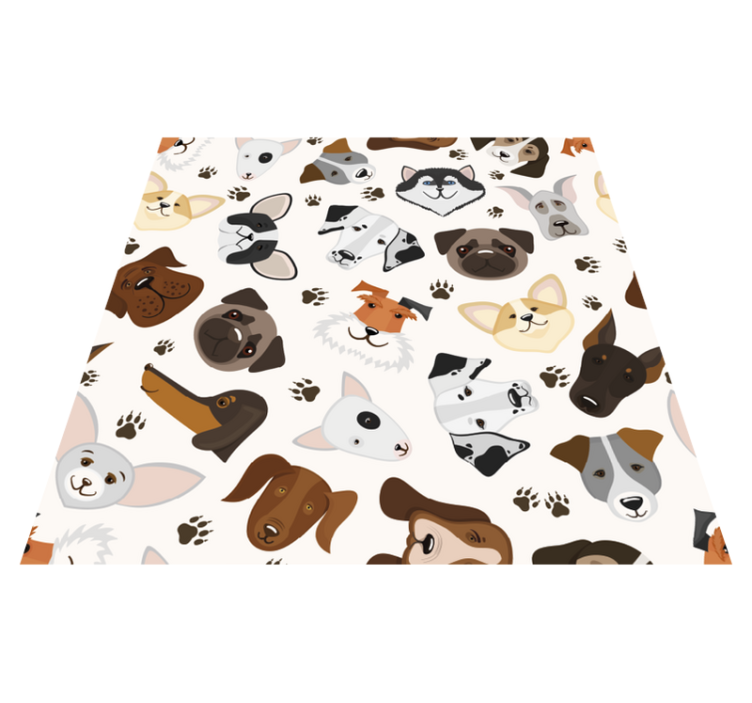 Cute mix puppy and dog pattern bedroom vinyl rug - TenStickers