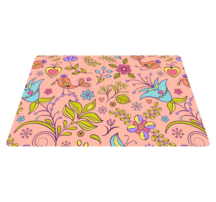 Nature vinyl rug with floral birds and butterflies - TenStickers