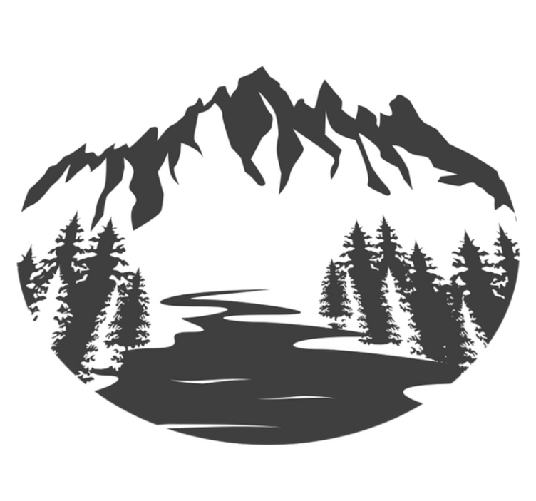 Nature vinyl rug mountain landscape silhouette - TenStickers