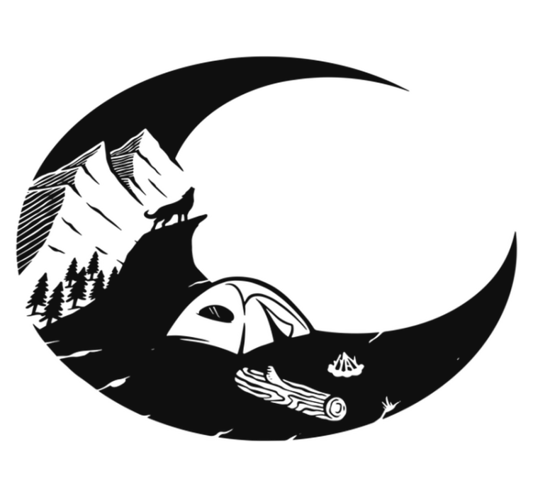 Nature vinyl rug mountain camping scene - TenStickers