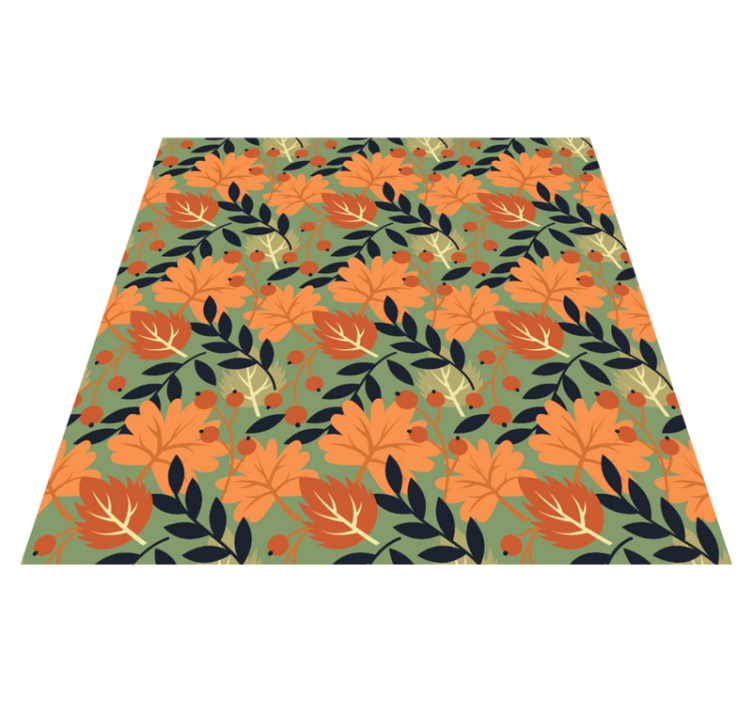 Floral vinyl rug with large autumn leaves design - TenStickers