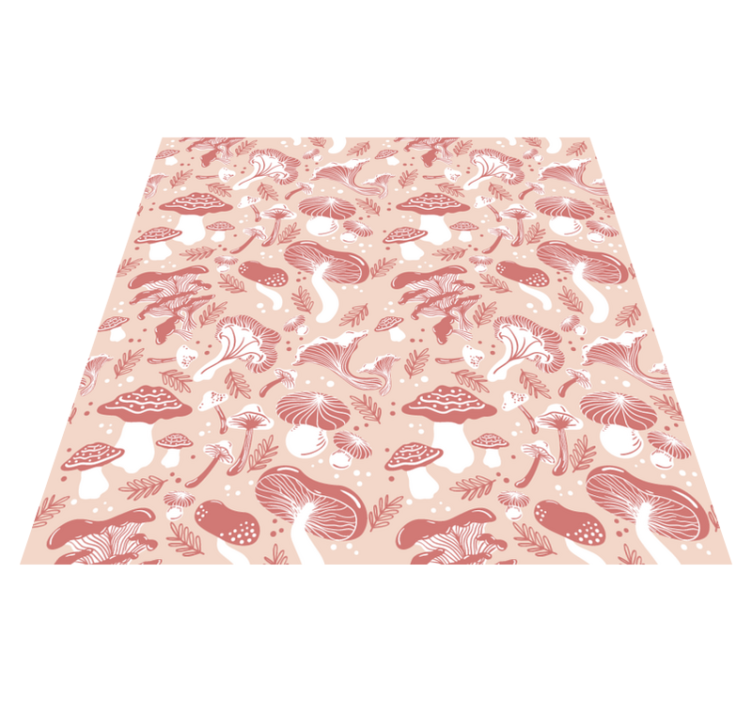 Floral vinyl rug with forest mushrooms on beige - TenStickers