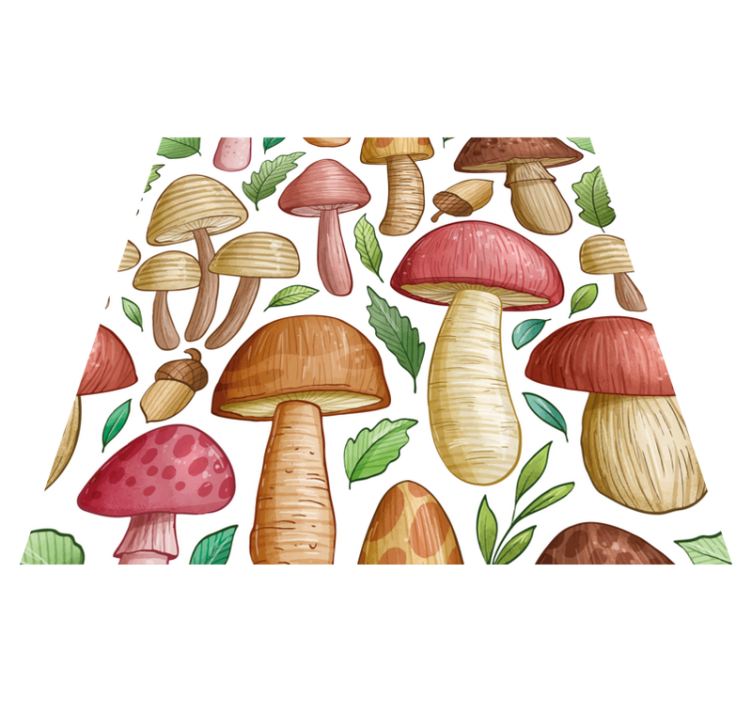 Floral vinyl rug with colorful mushroom design - TenStickers