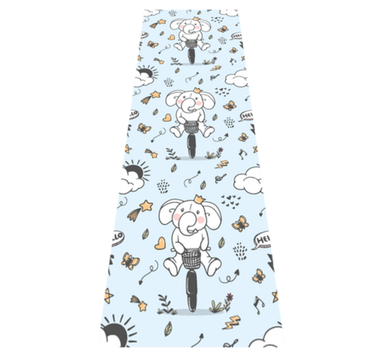 Bedroom vinyl rug with elephant bicycle pattern - TenStickers