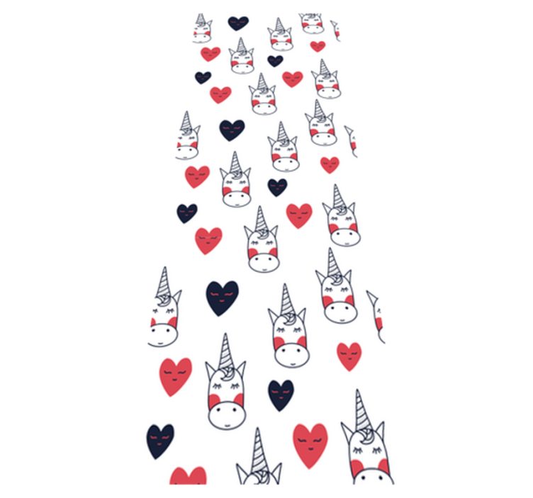 Bedroom vinyl rug with unicorns and hearts - TenStickers