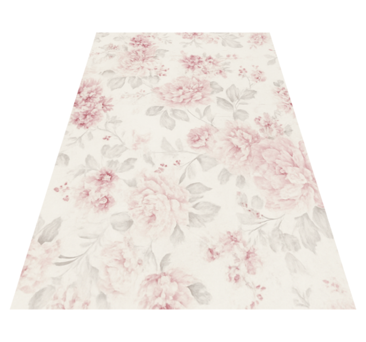 Vintage pink floral design bedroom vinyl rug - TenStickers